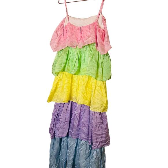 Olivia Ruben Cici Rainbow Multicolor Sleeveless Tiered Maxi Dress Size 8 - Picture 16 of 16